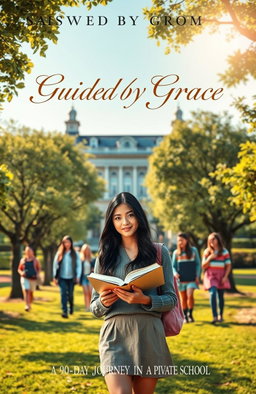 An attractive book cover design for a short story titled 'Guided by Grace: A 90-Day Journey in a Private School'
