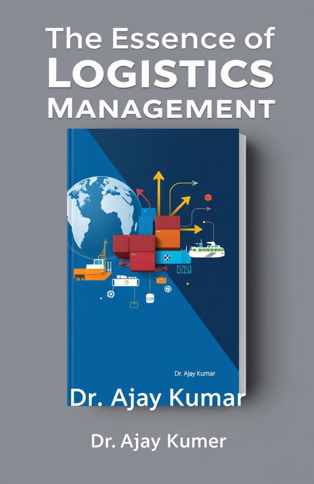 A professional and engaging book cover design for "The Essence of Logistics Management" by Dr