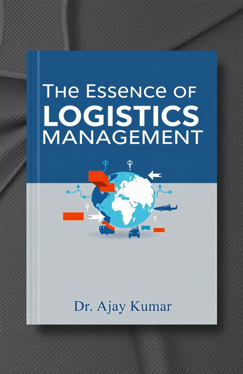 A professional and engaging book cover design for "The Essence of Logistics Management" by Dr