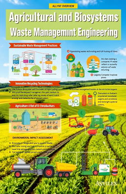 An informative overview of Agricultural and Biosystems Waste Management Engineering, highlighting key concepts like sustainable waste management practices, innovative recycling technologies in agriculture, the role of biosystems in waste reduction, and environmental impact assessment techniques