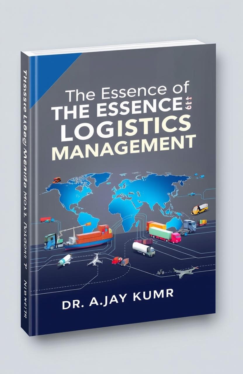 A visually striking cover for a book titled 'The Essence of Logistics Management' by Dr
