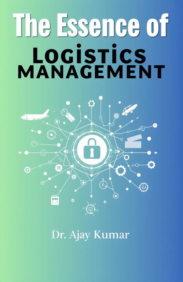 An illustrated book cover design for 'The Essence of Logistics Management' by Dr
