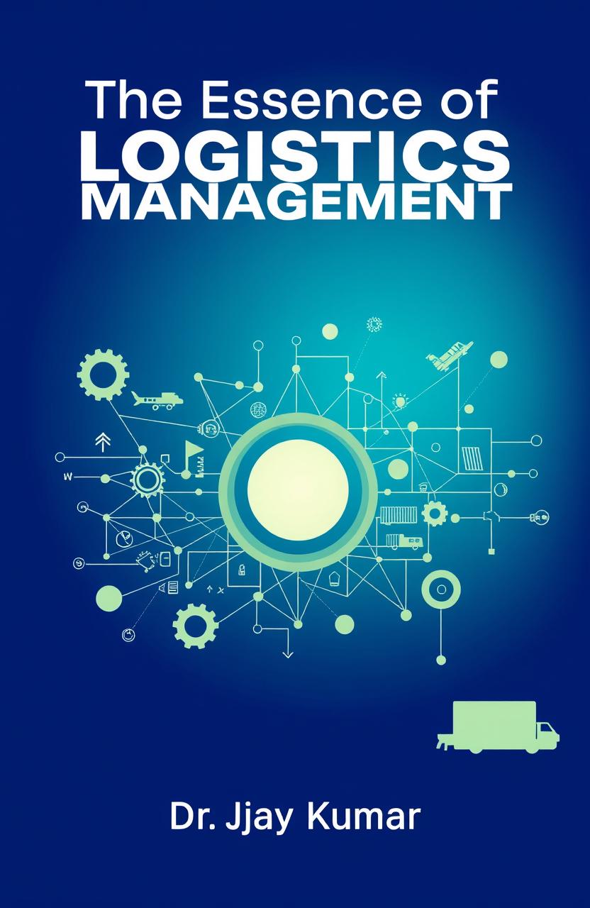 An illustrated book cover design for 'The Essence of Logistics Management' by Dr