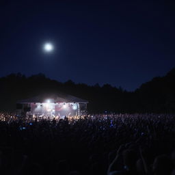 An indie hip hop concert under a full moon