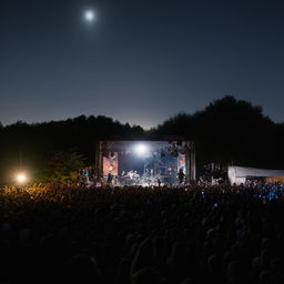 An indie hip hop concert under a full moon