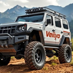 A rugged and powerful land cruiser with the name 'Veiyo' prominently displayed on the sides