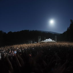 An indie hip hop concert under a full moon