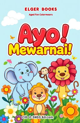 A colorful and playful e-book cover for a children's coloring book aimed at kids aged 3 to 5 years old