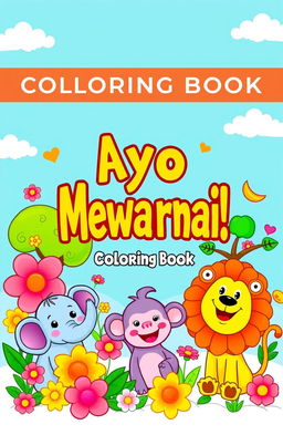 A colorful and playful e-book cover for a children's coloring book aimed at kids aged 3 to 5 years old