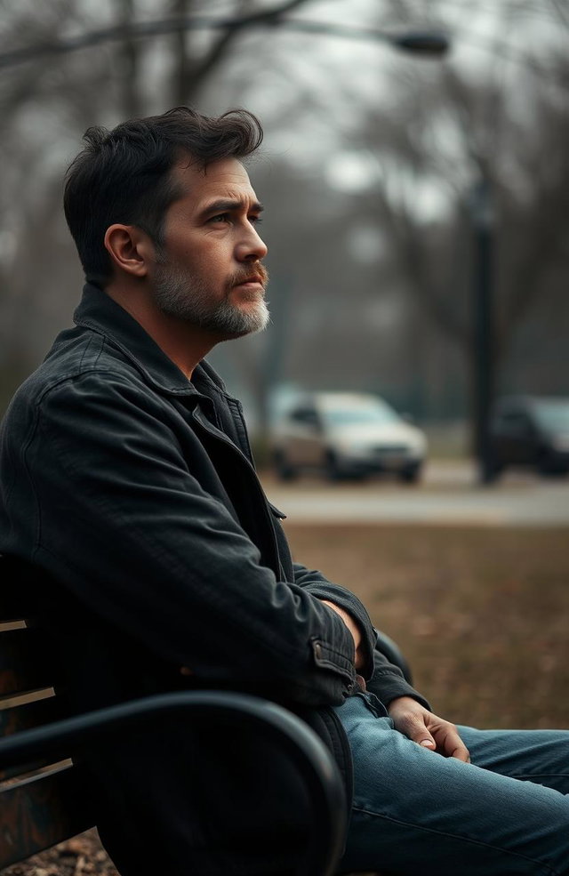 A contemplative scene capturing the essence of silent struggles faced by a man with self-doubt and insecurities