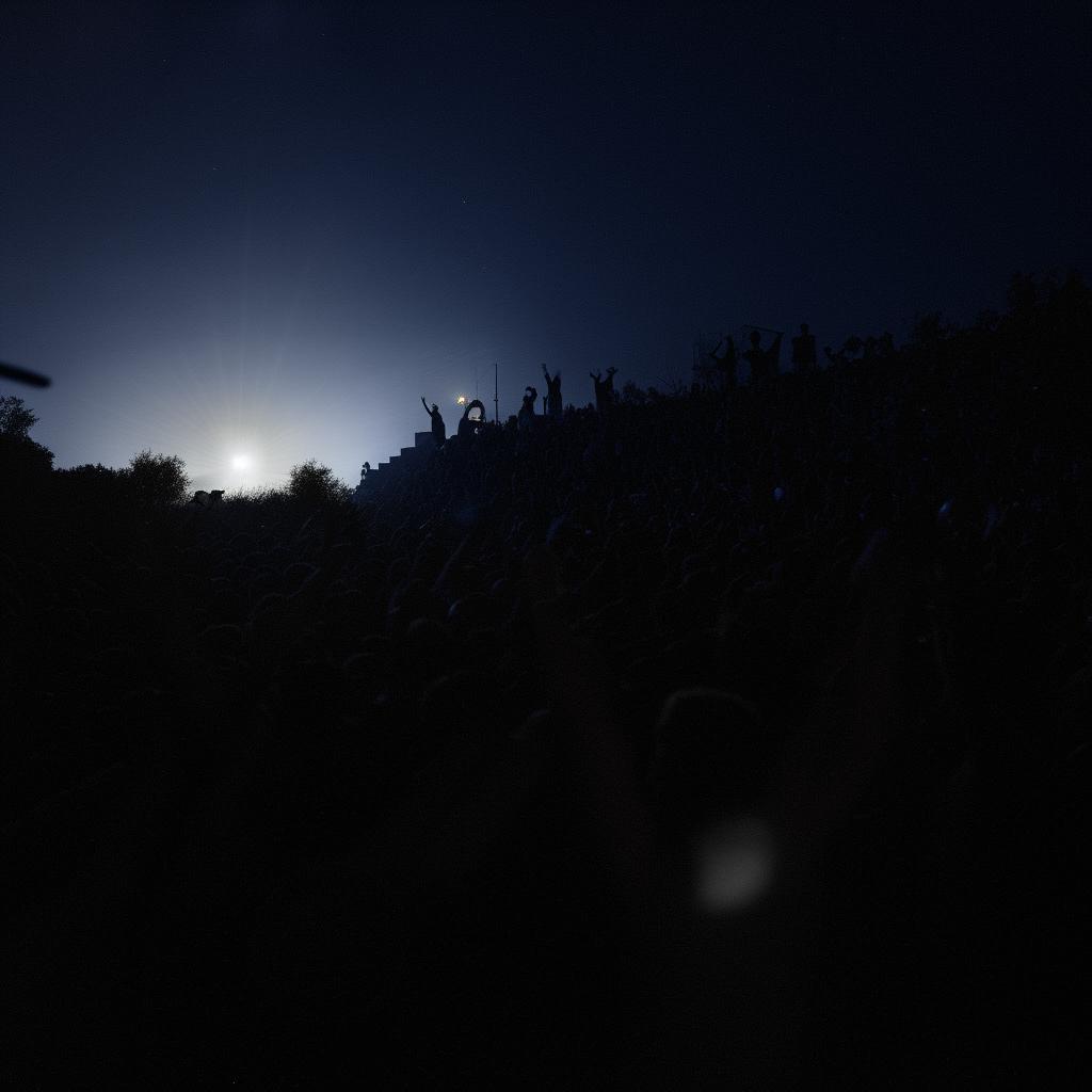 An indie hip hop concert under a full moon