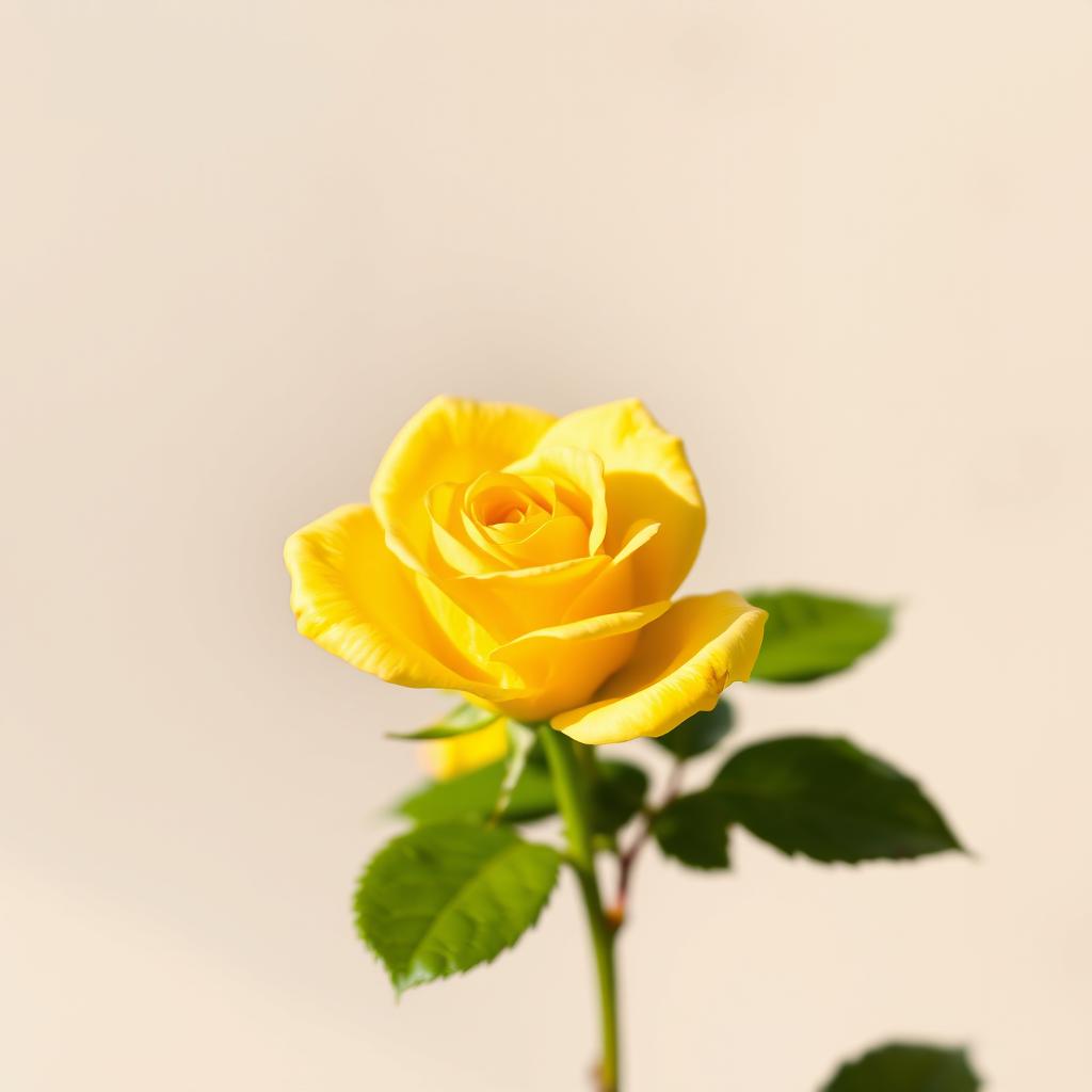 A beautiful yellow rose in full bloom, showcasing its vibrant petals and lush green leaves