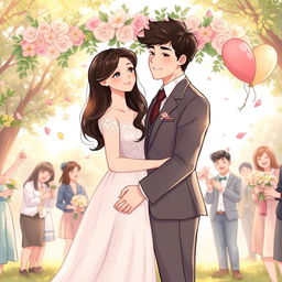 A romantic and heartwarming illustration capturing the essence of a 'marriage of convenience' themed story titled 'Conveniently Yours'