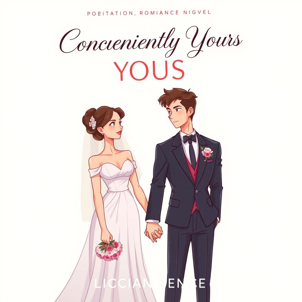 A book cover for a romance novel titled 'Conveniently Yours', designed in a webtoon art style