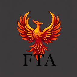 A bold and elegant logo design featuring a stylized Phoenix rising majestically from its ashes