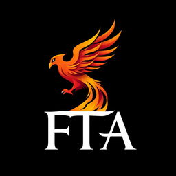 A bold and elegant logo design featuring a stylized Phoenix rising majestically from its ashes