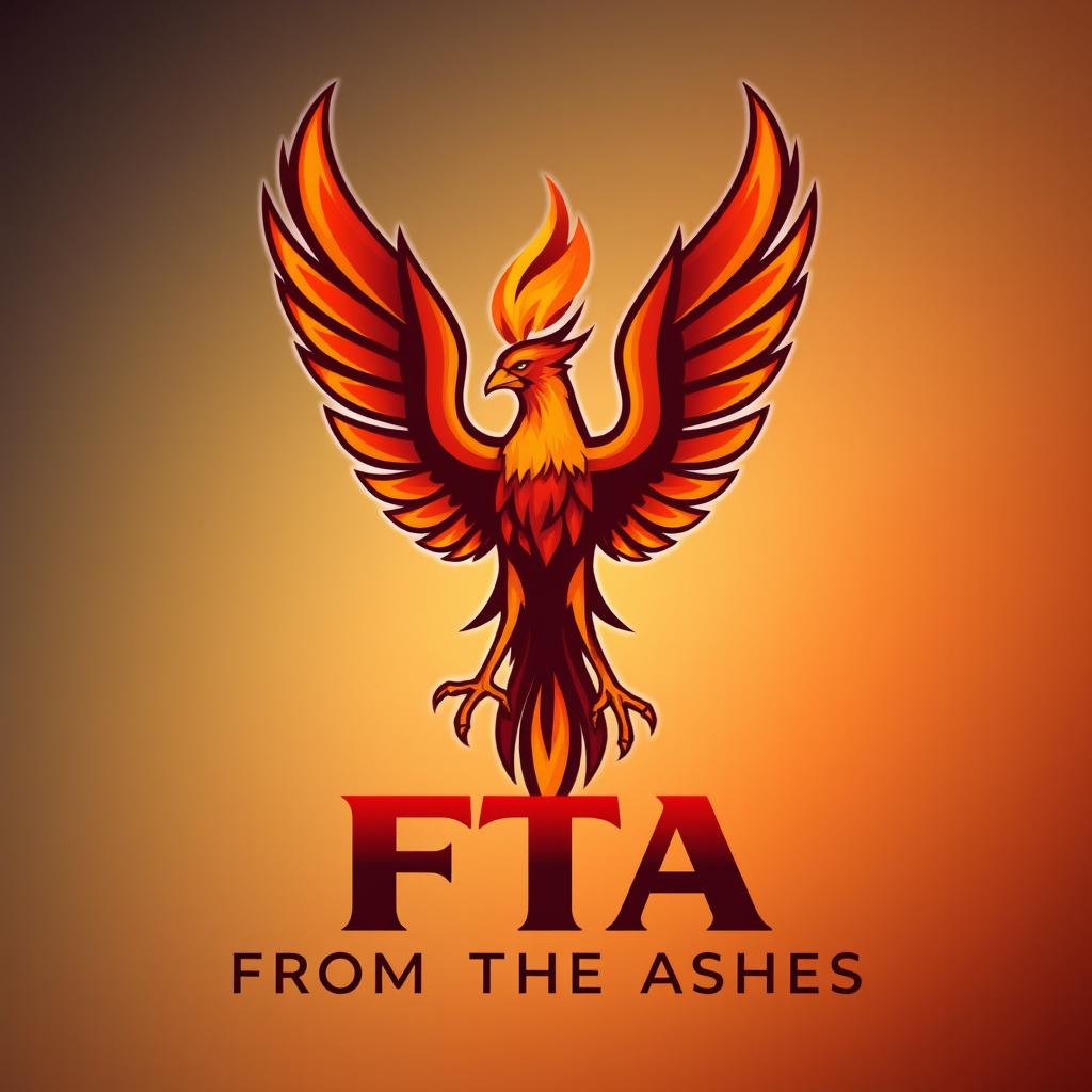 A bold and vibrant logo featuring a majestic phoenix with its wings spread wide, symbolizing rebirth and resilience