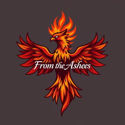 A logo design featuring a majestic phoenix with its wings stretched wide, symbolizing rebirth and resilience