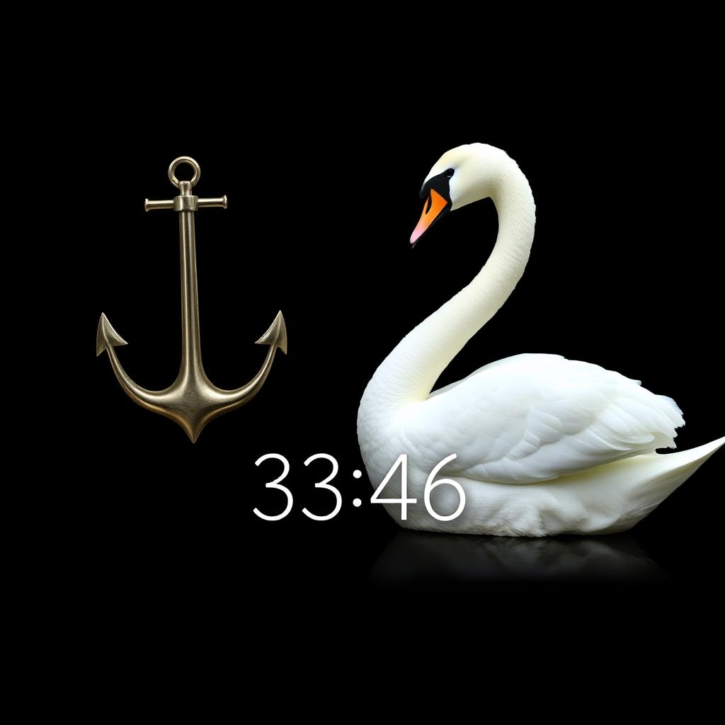 A stunning digital wallpaper featuring a majestic white swan gracefully positioned on a sleek black background