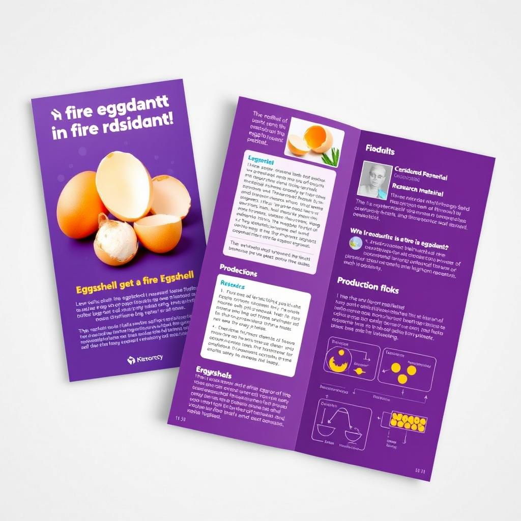 A research brochure on fire retardant using eggshell, designed in a portrait layout
