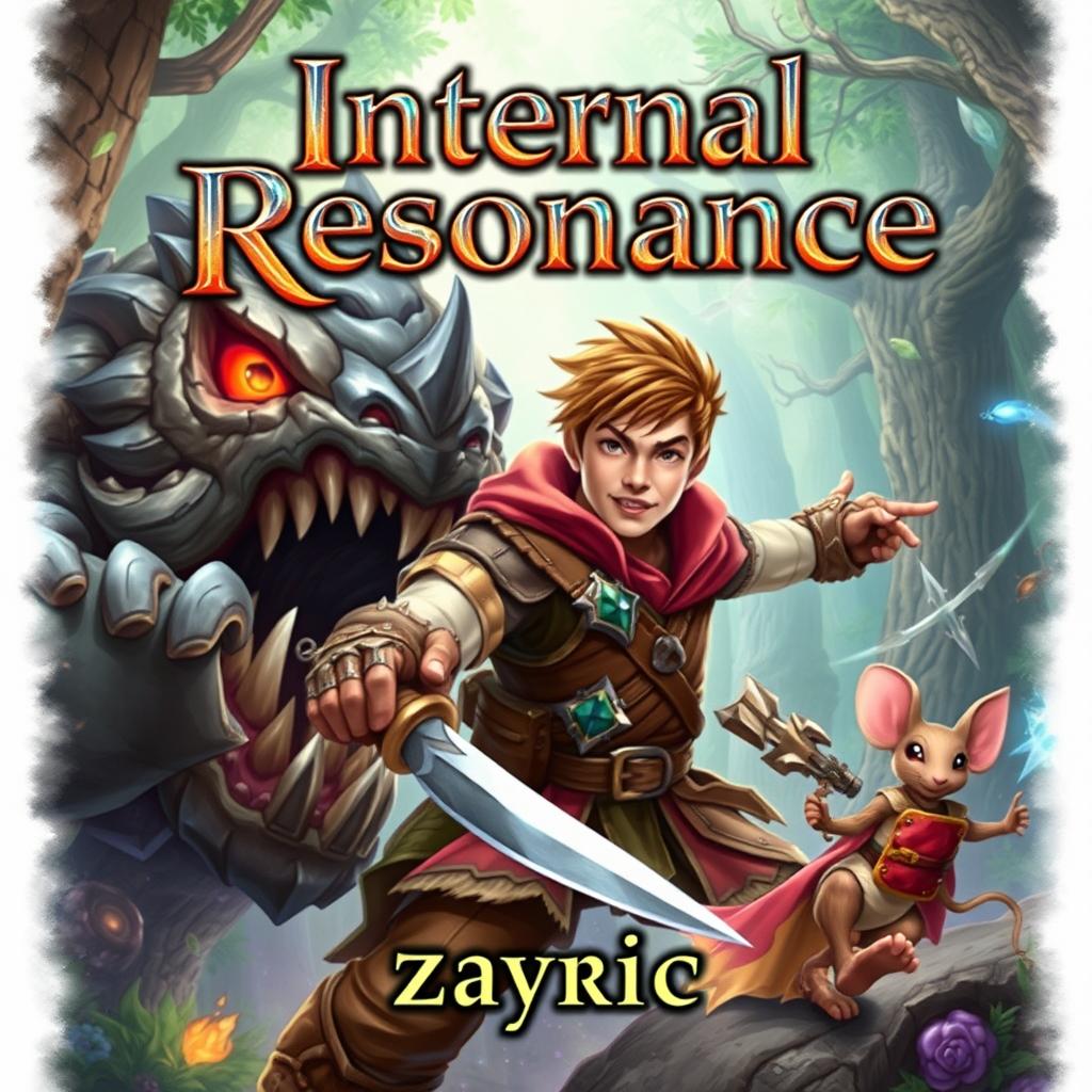 A dynamic book cover for the title "Internal Resonance" featuring fantasy-style lettering prominently at the top