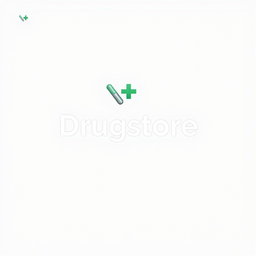 A modern and minimalistic logo design for a drugstore, featuring a stylized mortar and pestle or a cross symbol to represent healthcare
