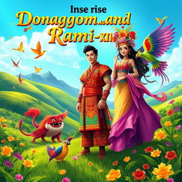 A vibrant scene depicting the rise of Dononggon and Rami-ang, inspired by traditional Filipino folklore