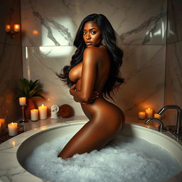 An intimate and sensual scene set in a luxurious bathroom
