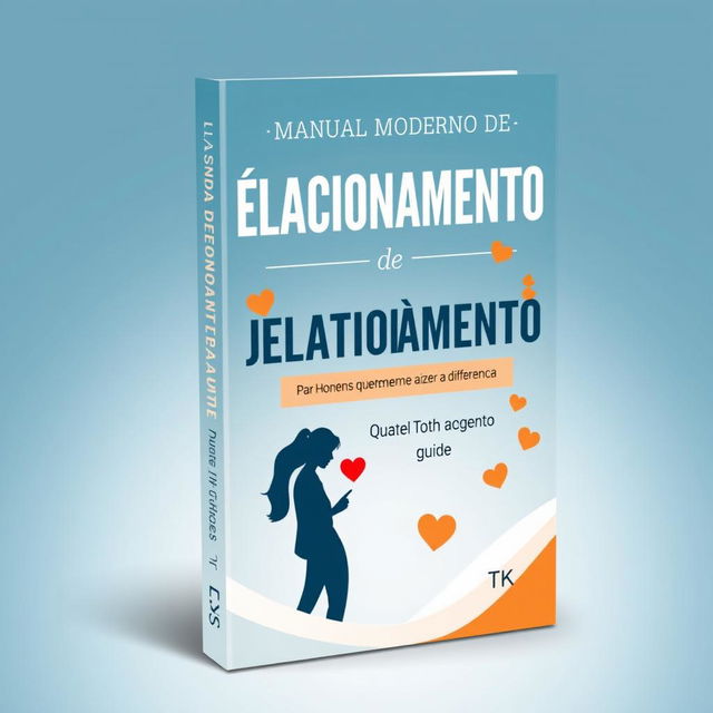 A modern and engaging eBook cover design for a relationship guide titled 'Manual Moderno de Relacionamentos: Para Homens Que Querem Fazer a Diferença', written by author TK