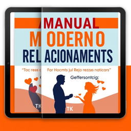 A modern and engaging eBook cover design for a relationship guide titled 'Manual Moderno de Relacionamentos: Para Homens Que Querem Fazer a Diferença', written by author TK