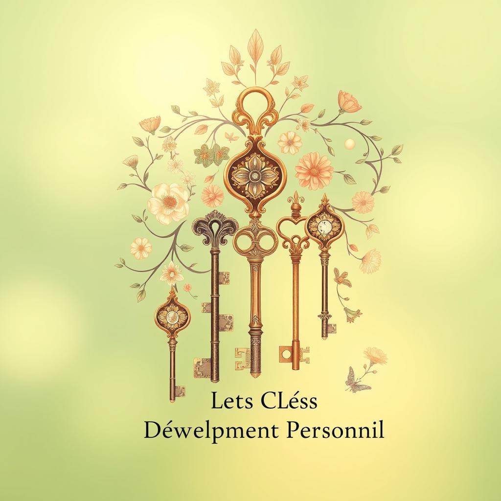 An artistic book cover design for 'Les Clés du Développement Personnel' featuring a visually appealing, text-free illustration