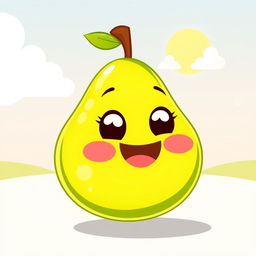 A delightful illustration of a cute, smiling pear character