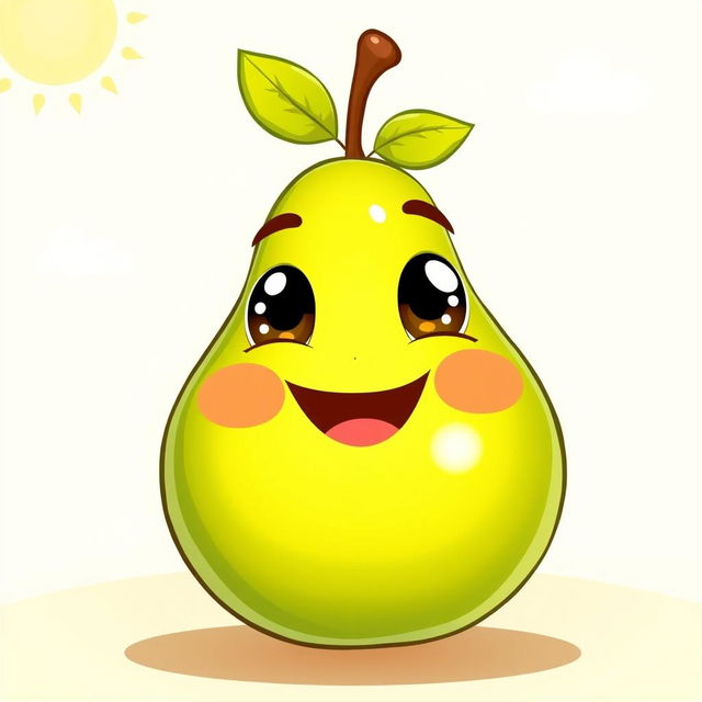 A delightful illustration of a cute, smiling pear character