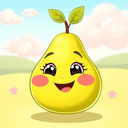 A delightful illustration of a cute, smiling pear character