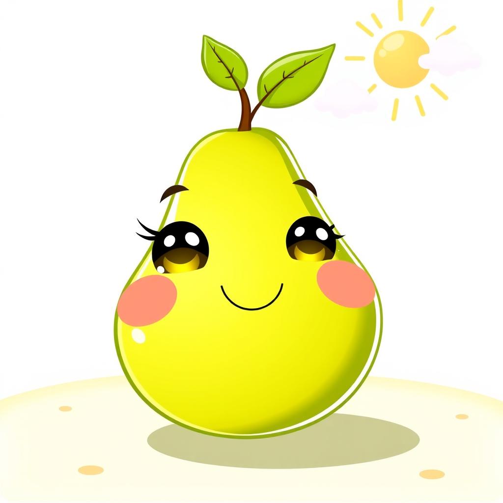 A delightful illustration of a cute, smiling pear character