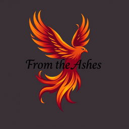 A logo design featuring a majestic phoenix soaring upward, its wings spread wide, with vibrant flames trailing behind