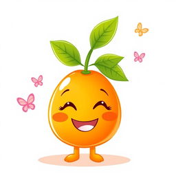 A charming illustration of a cute, smiling tangerine character