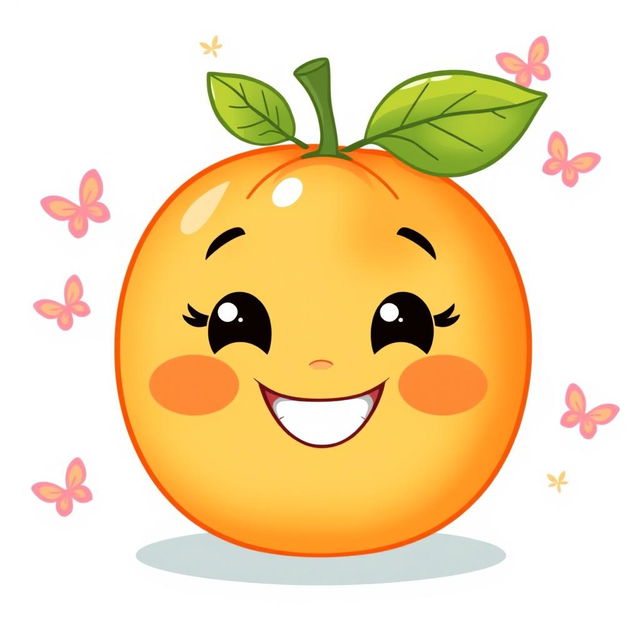 A charming illustration of a cute, smiling tangerine character