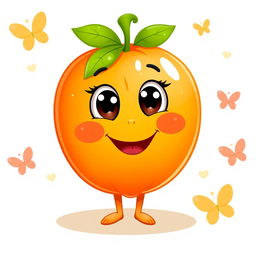 A charming illustration of a cute, smiling tangerine character
