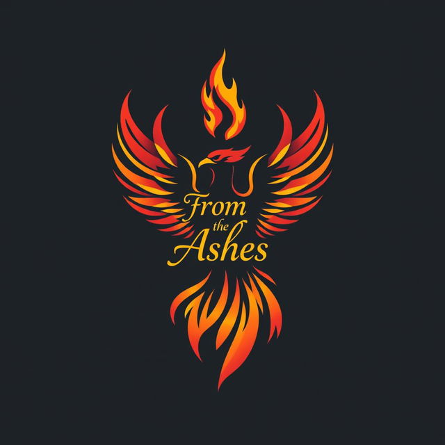A logo design featuring a dynamic phoenix in mid-flight, its wings outstretched and flames rising above