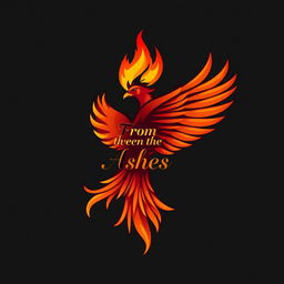 A logo design featuring a dynamic phoenix in mid-flight, its wings outstretched and flames rising above