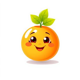 A whimsical illustration of a cute, smiling tangerine character with dreamy eyes