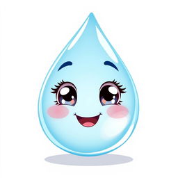 A delightful illustration of a cute, smiling drop of water character with dreamy eyes