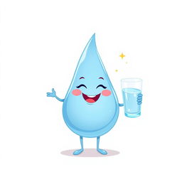 A delightful illustration of a cute drop of water character on a white background