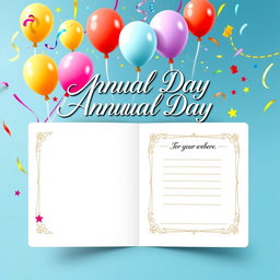 A beautifully designed annual day card celebrating a special event, featuring vibrant colors and festive motifs