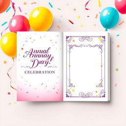 A beautifully designed annual day card celebrating a special event, featuring vibrant colors and festive motifs