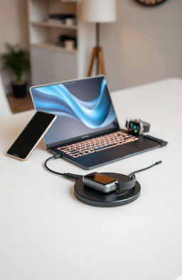 A stunning display of various electronic devices arranged elegantly on a sleek, modern surface