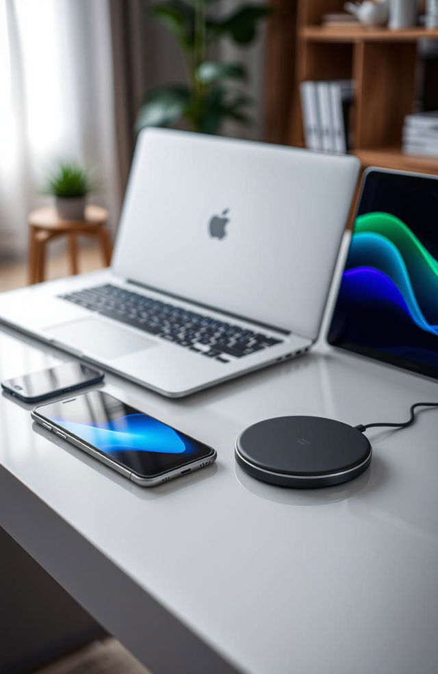 A stunning display of various electronic devices arranged elegantly on a sleek, modern surface