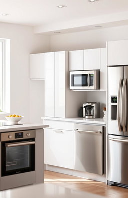 A modern kitchen filled with sleek, stainless steel home appliances
