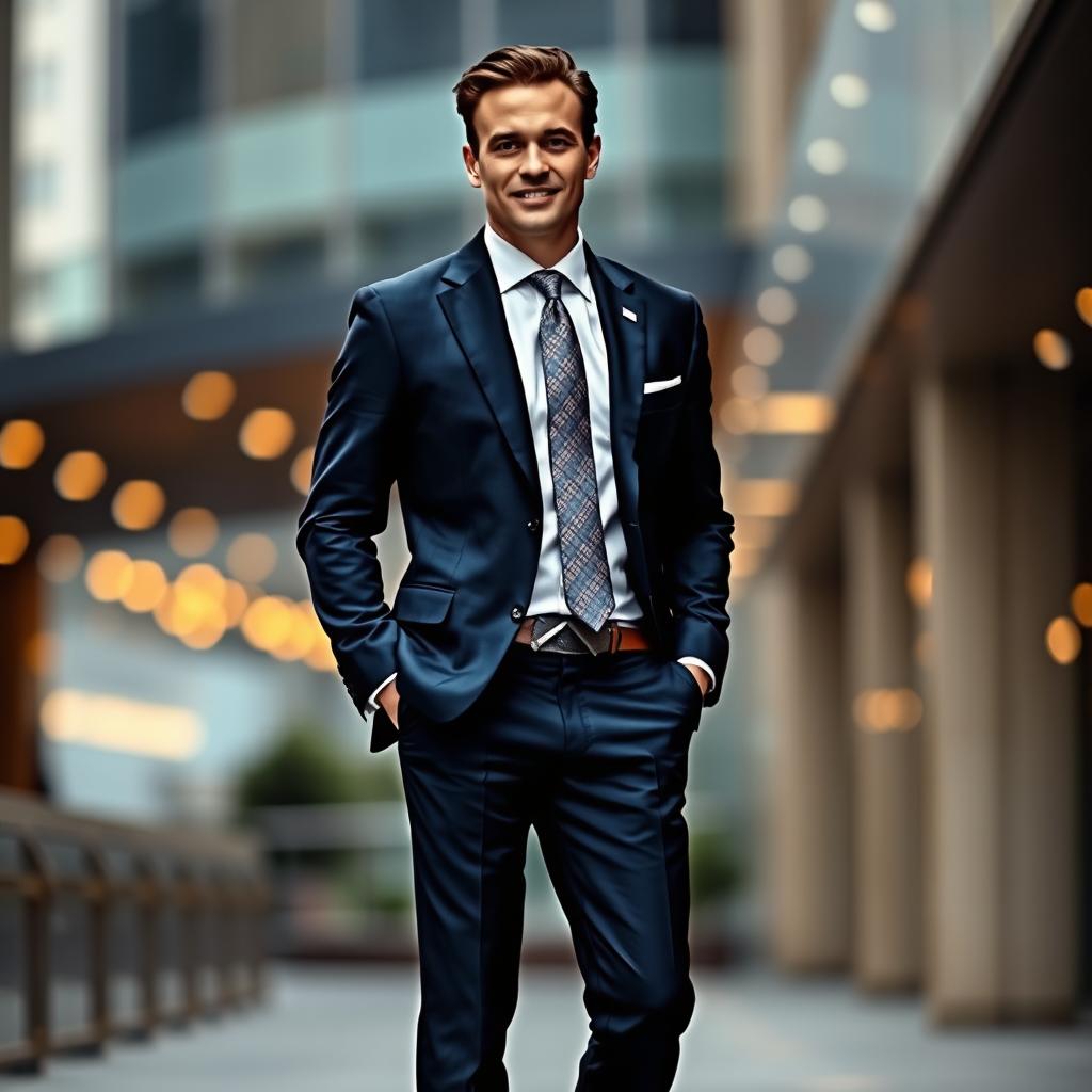 A stylish gentleman dressed in a tailored suit, exuding confidence and sophistication